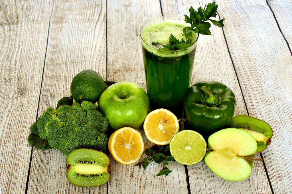 Verduras y frutas verdes, nutrición y frescura
